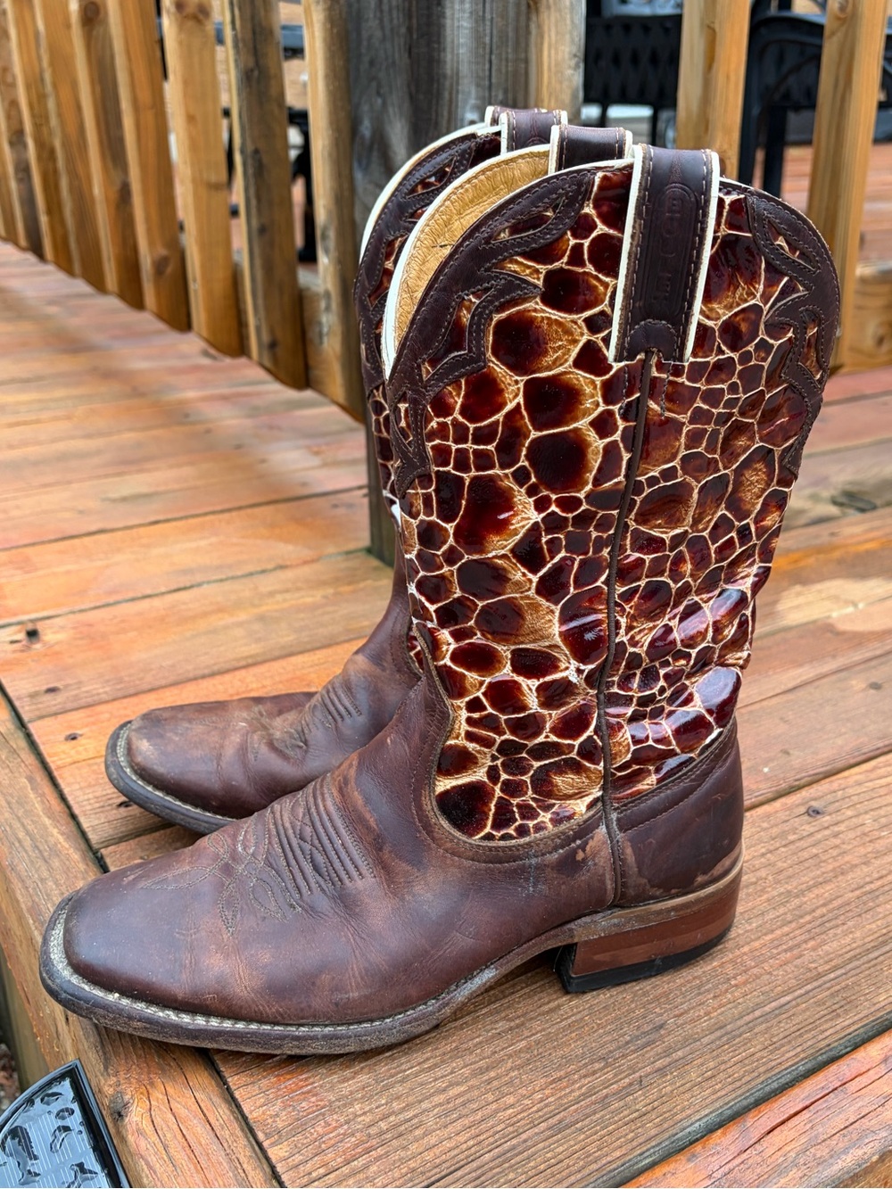 Vintage Boulet Women’s Turtle Print Cowboy Boots Size 8C - Made in Canada